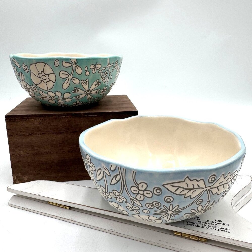 ANTHROPOLOGIE Dorotea Ceramic Delicate Bowls Set of 2